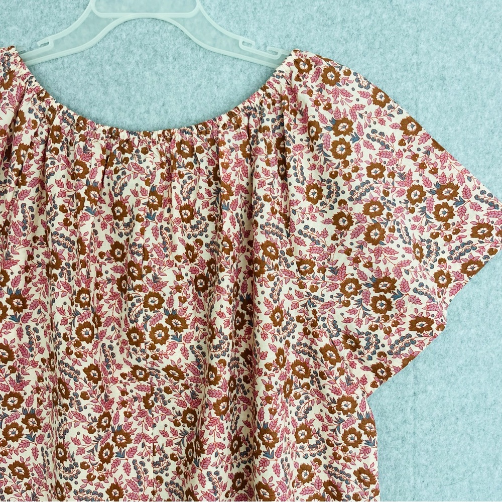 Faherty Womens Top Small Florence Earth Block Floral Boho Organic Cotton NWT - Picture 9 of 15